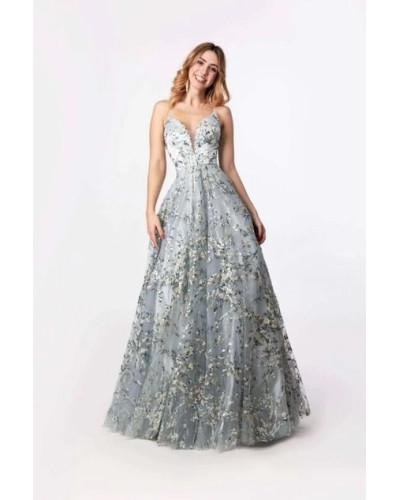 Robe longue de soirée Pola, Tilleul