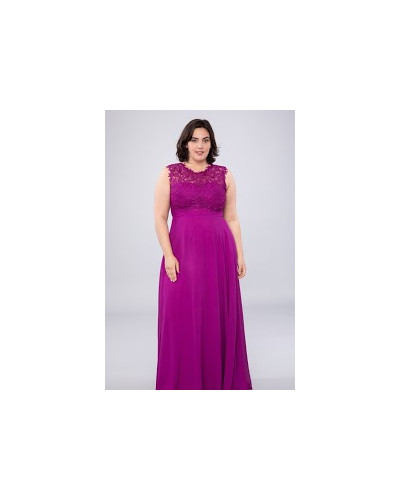 Robe longue de cocktail, avec dentelle, Violet