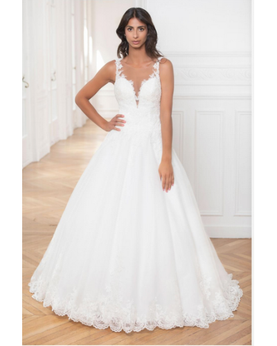 LOV'ELY - Robe de mariée, Blanc / Nude