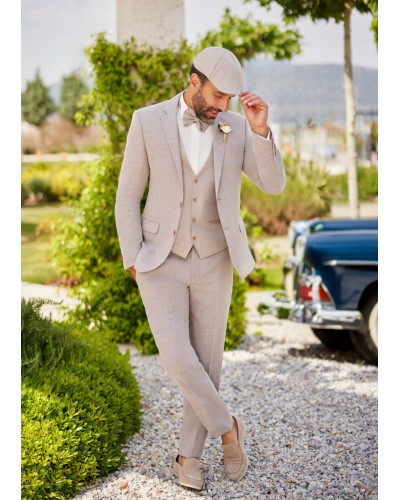 Gile de costume, homme, Oxford, Beige