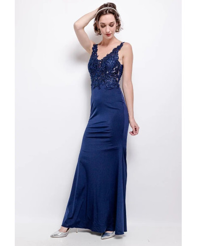 Robe longue de soirée, Bleu marine