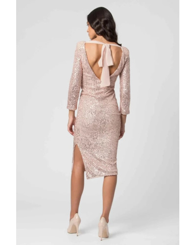 Robe courte de soirée à sequins, Rose