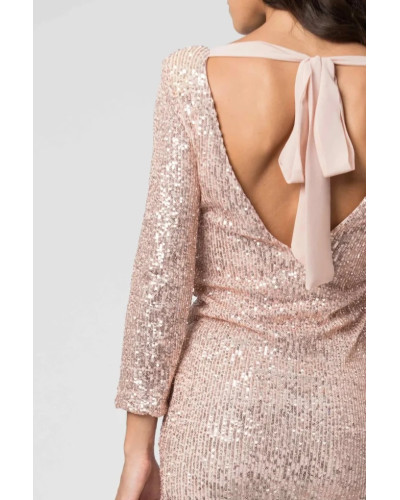 Robe courte de soirée à sequins, Rose