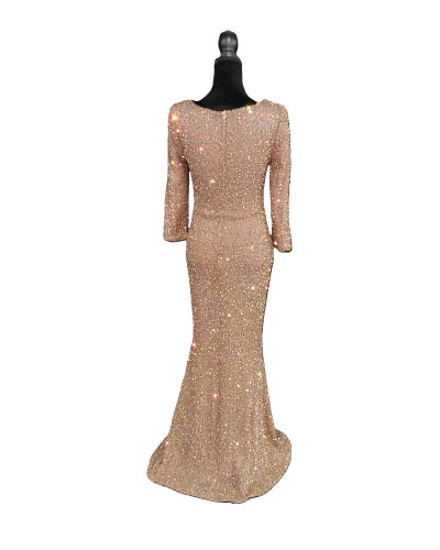 Robe longue de cocktail à sequins, Rose Clair