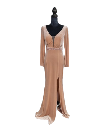 Robe longue en velours, Vieux Rose