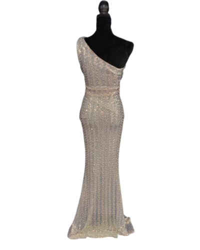 Robe de soirée, à sequins, Beige