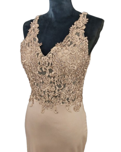 Robe longue de soirée, Beige