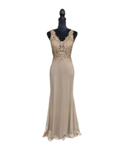 Robe longue de soirée, Beige