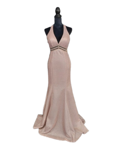 Robe longue de soirée brillante, Rose