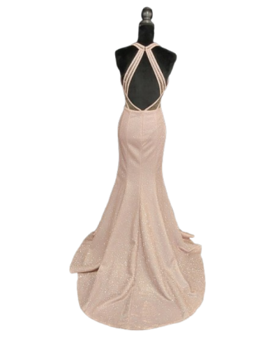 Robe longue de soirée brillante, Rose