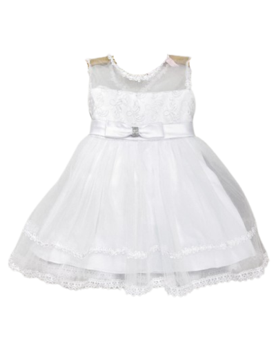 Robe de cérémonie enfant, avec broderie, Blanche