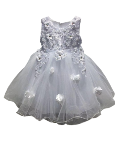 Robe de cérémonie enfant, avec strass et perles, Blanche