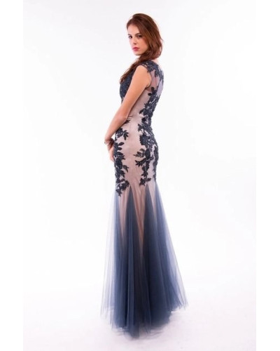 Robe longue de soirée sirène, Darmera, Bleu marine