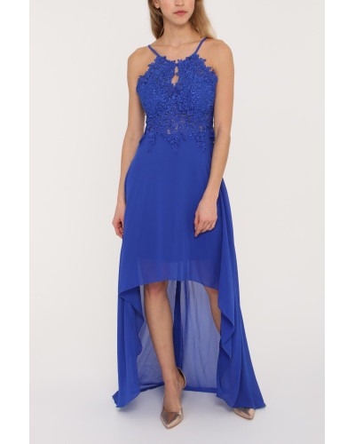 Robe longue de cocktail, bleue