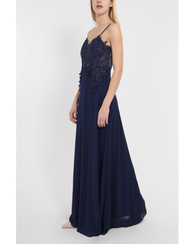 Robe longue de cocktail, Bleu Marine