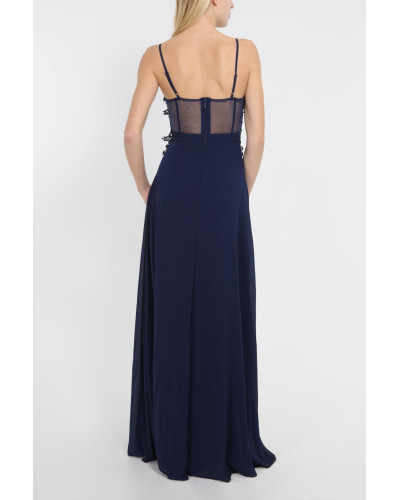 Robe longue de cocktail, Bleu Marine