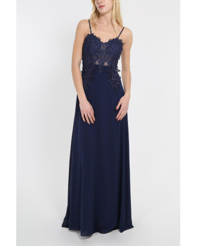 Robe longue de cocktail, Bleu Marine