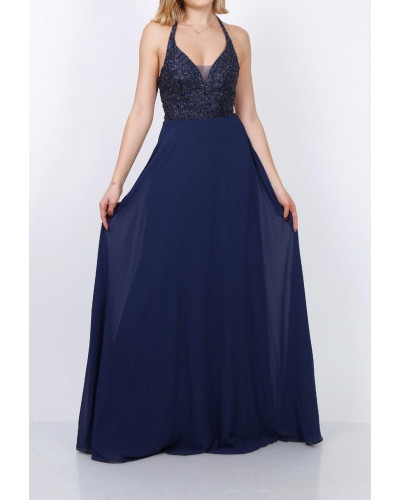 Robe longue de cocktail, Bleu marine