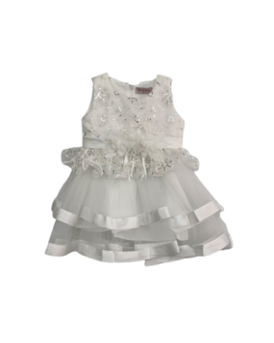 Robe de cérémonie enfant, avec des fleurs, Blanche