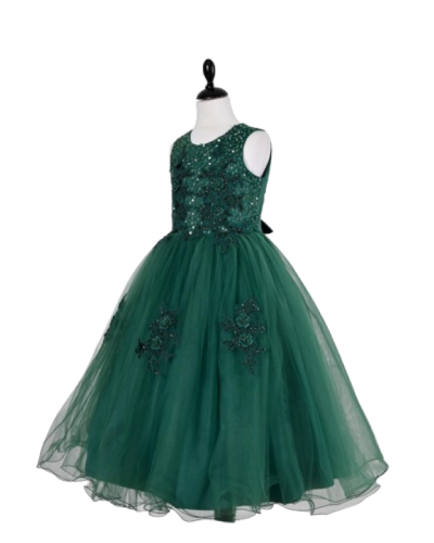 Robe enfant, en tulle, Verte