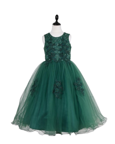 Robe enfant, en tulle, Verte