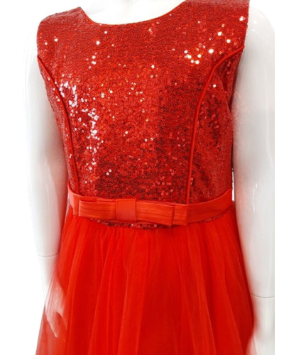 Robe de cérèmonie enfant, à sequins, Rouge