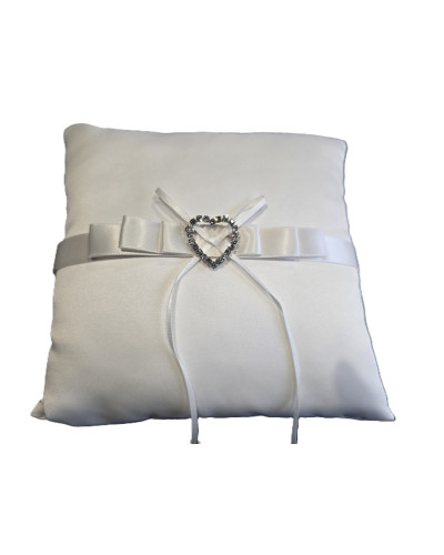 Coussin d'alliance avec coeur en strass, Ivoire