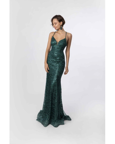 Robe longue de cocktail, Vert Sapin