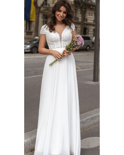 EMILY LOVE IN PARIS - Robe de mariée fluide avec bustier en crochet, Ivoire