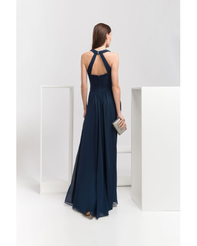 Robe longue de cocktail, Bleu Marine