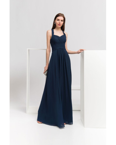 Robe longue de cocktail, Bleu Marine