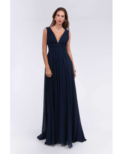 Robe longue de cocktail, Bleu Marine