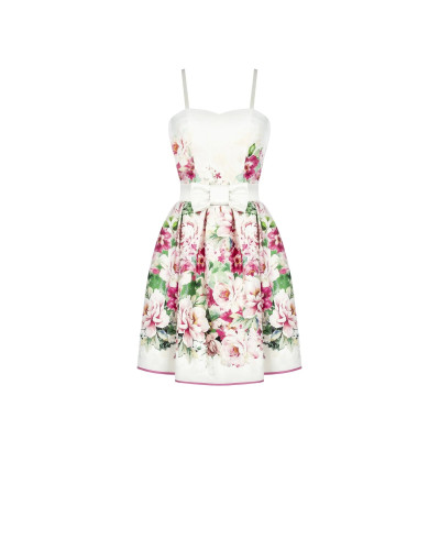 Robe de cocktail imprimée à fleurs bustier , Multicolore