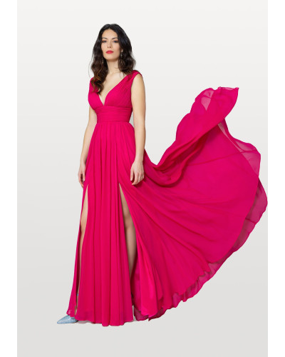 Robe longue de soirée, Fuchsia