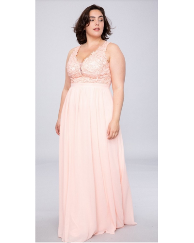 Robe longue de cocktail avec motifs, Rose