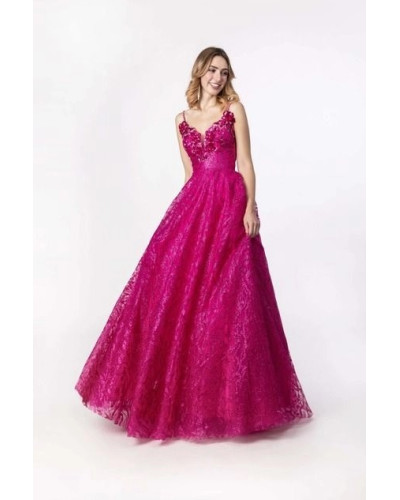 Robe longue de soirée Kanel, Fuchsia