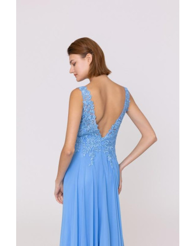 Robe longue de cocktail, Bleu Ciel