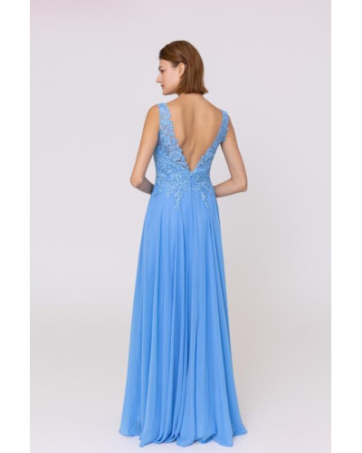 Robe longue de cocktail, Bleu Ciel