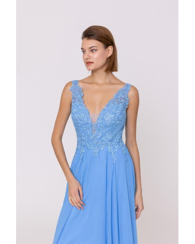 Robe longue de cocktail, Bleu Ciel