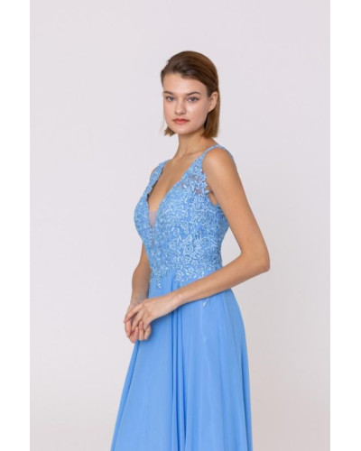 Robe longue de cocktail, Bleu Ciel