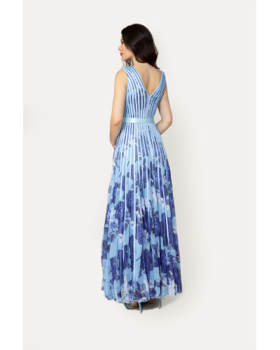 Robe longue de cocktail, Bleu Glacier