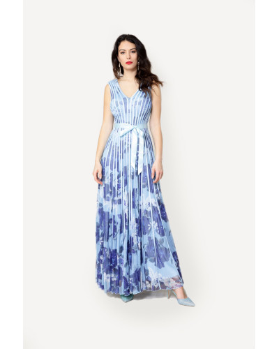 Robe longue de cocktail, Bleu Glacier