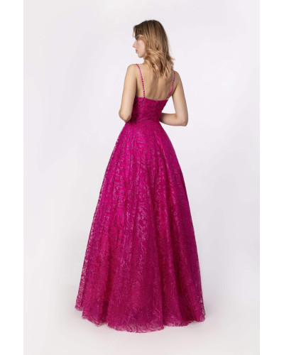 Robe longue de soirée Kanel, Fuchsia