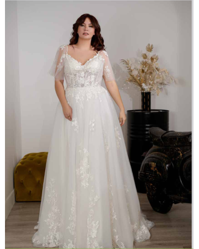 FORMIDABLE - Robe de mariée avec petites manches larges, Ivoire