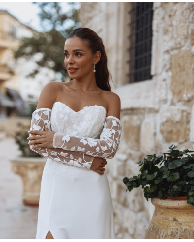 SIBELLE COUTURE - Robe de mariée, avec fente, et manches amovibles