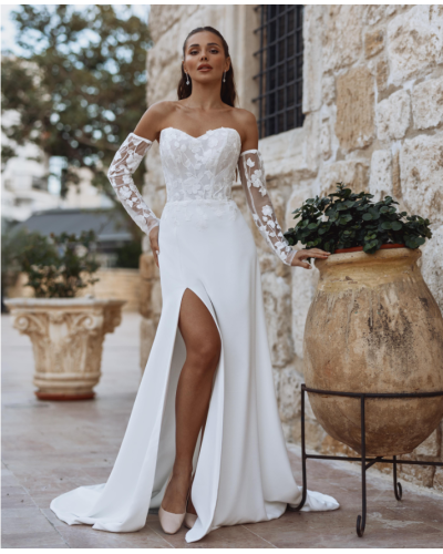 SIBELLE COUTURE - Robe de mariée, avec fente, et manches amovibles