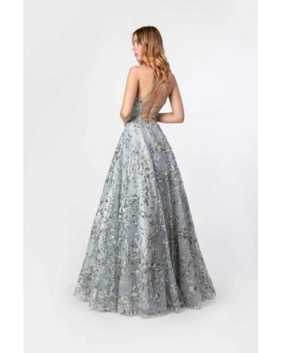 Robe longue de soirée Pola, Tilleul